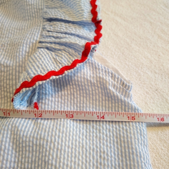 Stitchy Fish Red White Blue Patriotic Flag Striped Dress Preppy Size 10 EUC - Picture 4 of 7